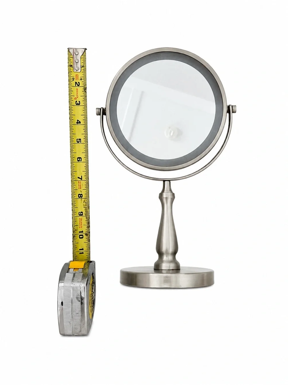 Silver LED Lighted Vanity Mirror - Adjustable Home Bath Mirror